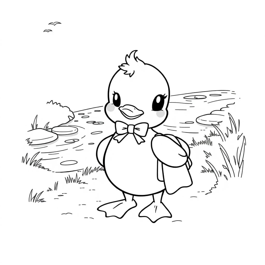 Luna Duck scene 1 coloring page